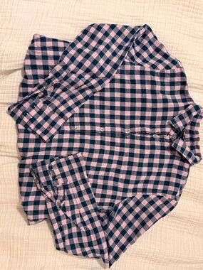 J. Crew Pink and blue gingham Button-Up Shirt
